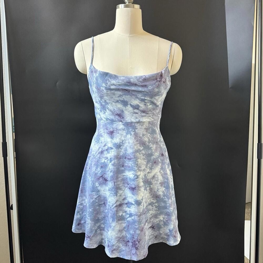 New Astr Dress Womens Xs Purple Lavender Marble Abstract Watercolor Mini Y2K